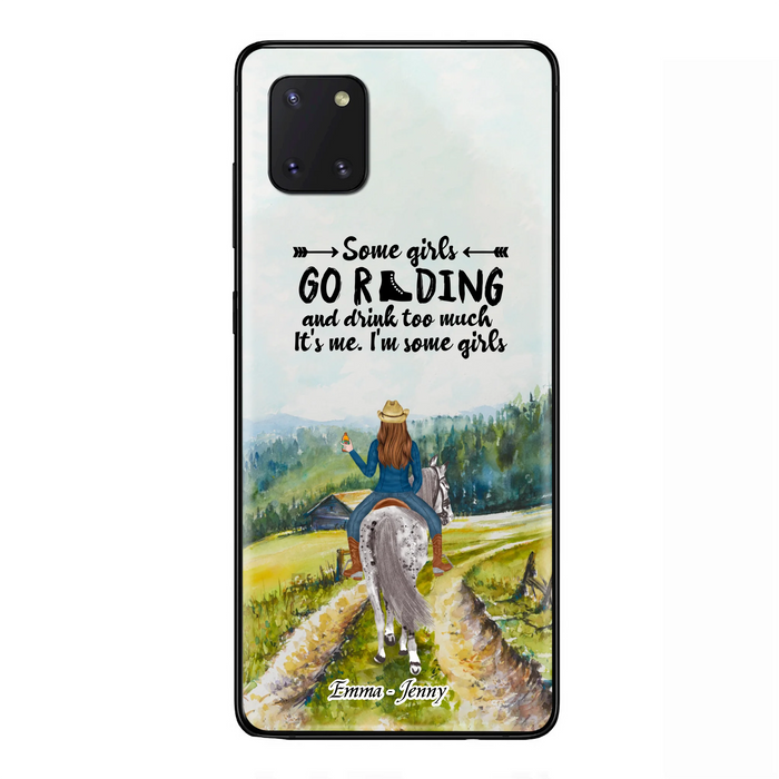 Custom Personalized Riding Horse Phone Case - Upto 2 Girls - Best Gift For Horse Lover/Friends - Some Girls Go Riding And Drink Too Much It's Me - Case For Iphone/Samsung