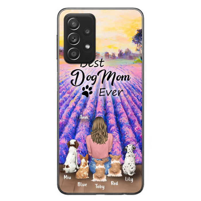 Custom Personalized Dog Mom With Flowers Background Phone Case - Gifts For Dog Lovers With 5 Dogs - You Had Me At Woof - Case For iPhone and Samsung - L4E2ZU