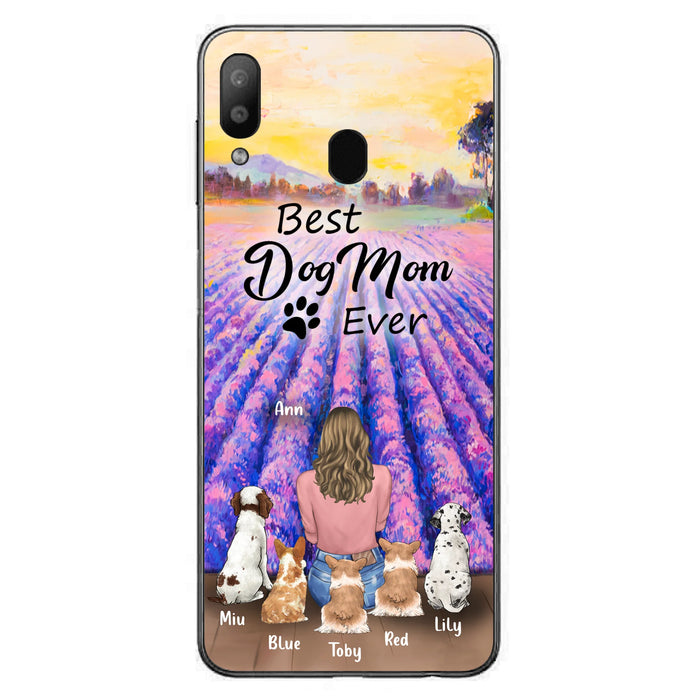 Custom Personalized Dog Mom With Flowers Background Phone Case - Gifts For Dog Lovers With 5 Dogs - You Had Me At Woof - Case For iPhone and Samsung - L4E2ZU