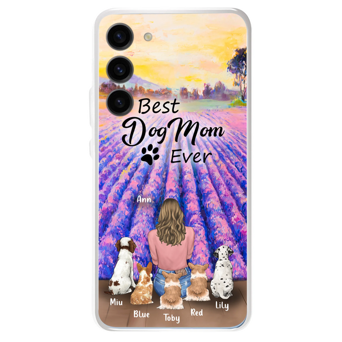 Custom Personalized Dog Mom With Flowers Background Phone Case - Gifts For Dog Lovers With 5 Dogs - You Had Me At Woof - Case For iPhone and Samsung - L4E2ZU