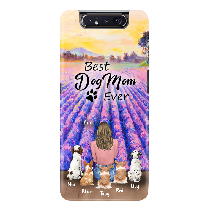 Custom Personalized Dog Mom With Flowers Background Phone Case - Gifts For Dog Lovers With 5 Dogs - You Had Me At Woof - Case For iPhone and Samsung - L4E2ZU