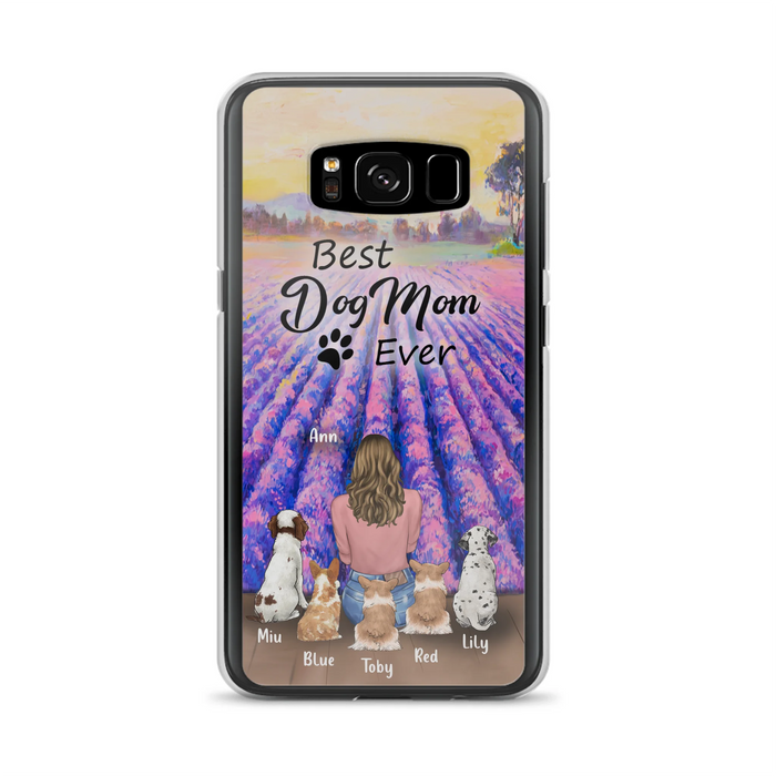 Custom Personalized Dog Mom With Flowers Background Phone Case - Gifts For Dog Lovers With 5 Dogs - You Had Me At Woof - Case For iPhone and Samsung - L4E2ZU