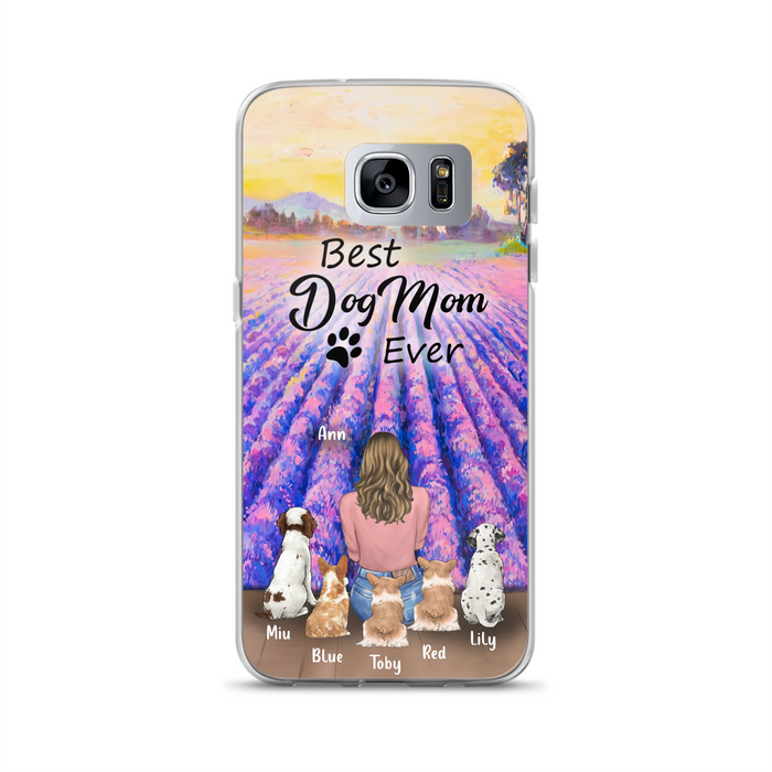Custom Personalized Dog Mom With Flowers Background Phone Case - Gifts For Dog Lovers With 5 Dogs - You Had Me At Woof - Case For iPhone and Samsung - L4E2ZU