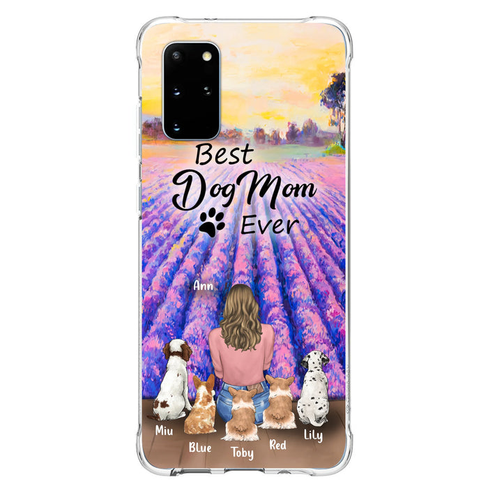 Custom Personalized Dog Mom With Flowers Background Phone Case - Gifts For Dog Lovers With 5 Dogs - You Had Me At Woof - Case For iPhone and Samsung - L4E2ZU