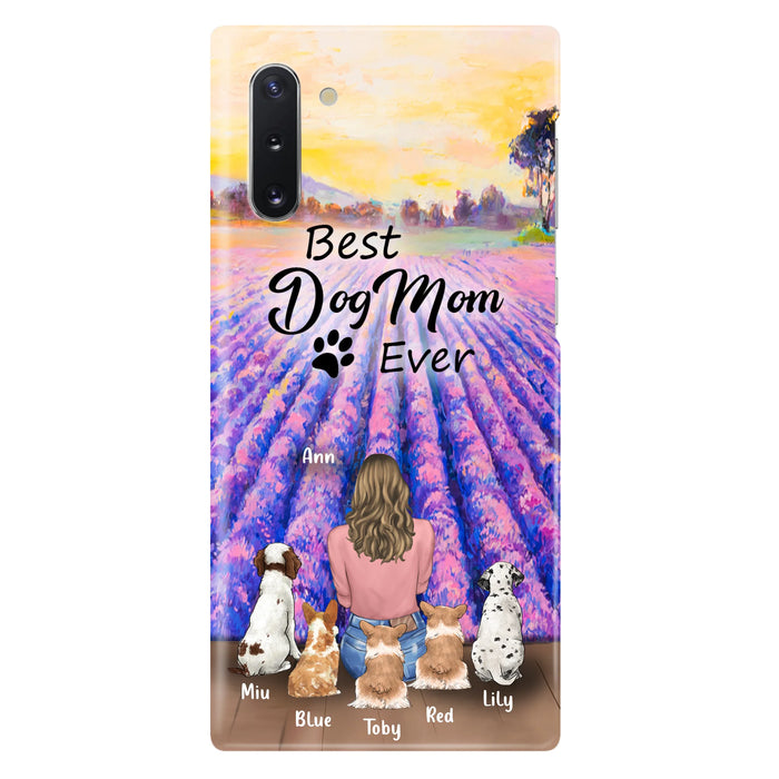 Custom Personalized Dog Mom With Flowers Background Phone Case - Gifts For Dog Lovers With 5 Dogs - You Had Me At Woof - Case For iPhone and Samsung - L4E2ZU