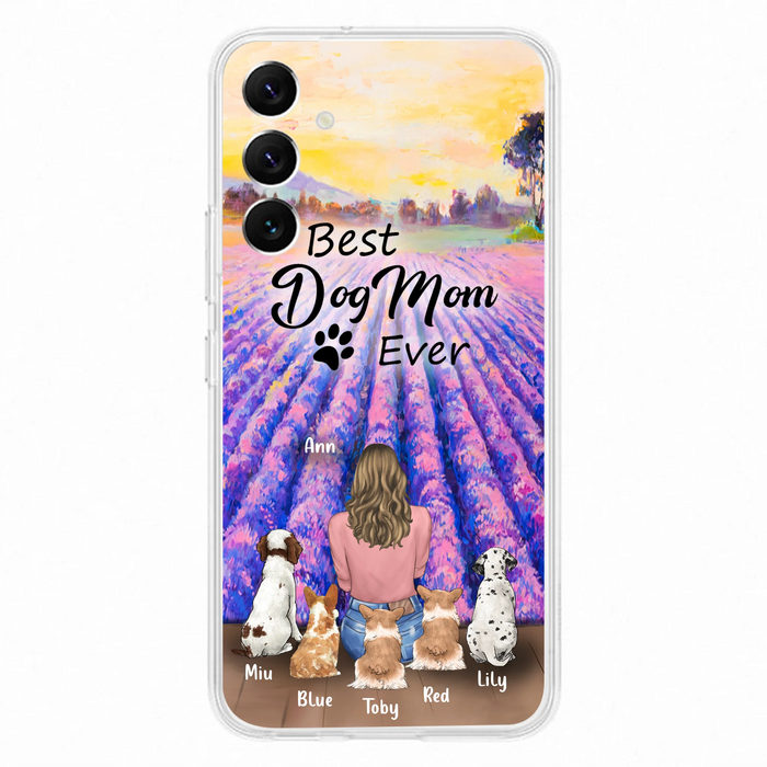 Custom Personalized Dog Mom With Flowers Background Phone Case - Gifts For Dog Lovers With 5 Dogs - You Had Me At Woof - Case For iPhone and Samsung - L4E2ZU