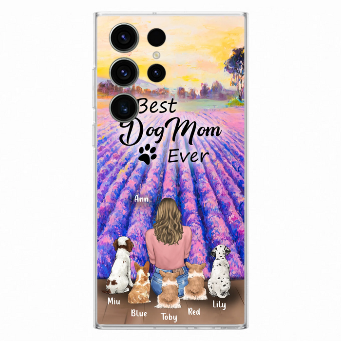 Custom Personalized Dog Mom With Flowers Background Phone Case - Gifts For Dog Lovers With 5 Dogs - You Had Me At Woof - Case For iPhone and Samsung - L4E2ZU