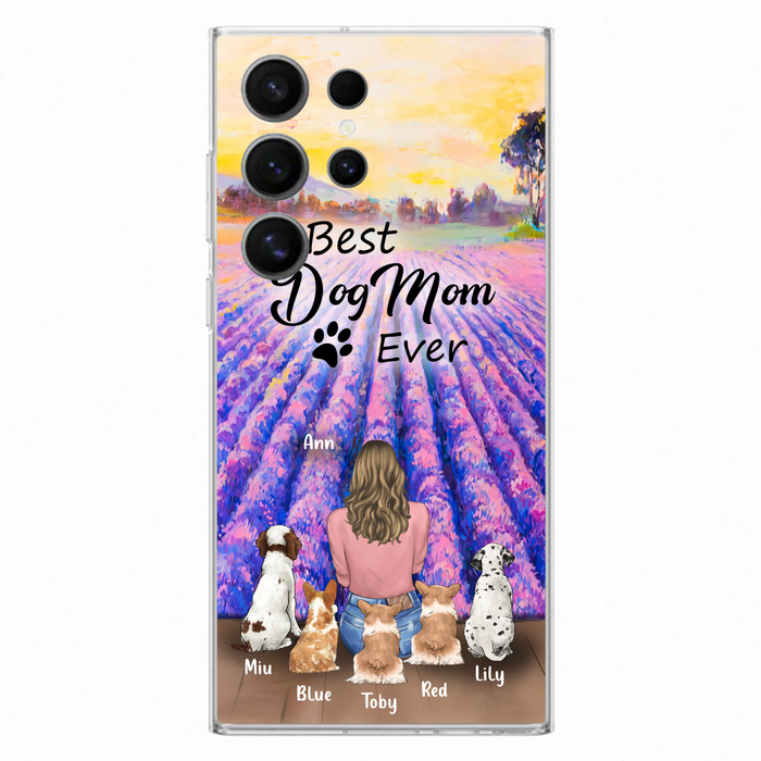 Custom Personalized Dog Mom With Flowers Background Phone Case - Gifts For Dog Lovers With 5 Dogs - You Had Me At Woof - Case For iPhone and Samsung - L4E2ZU