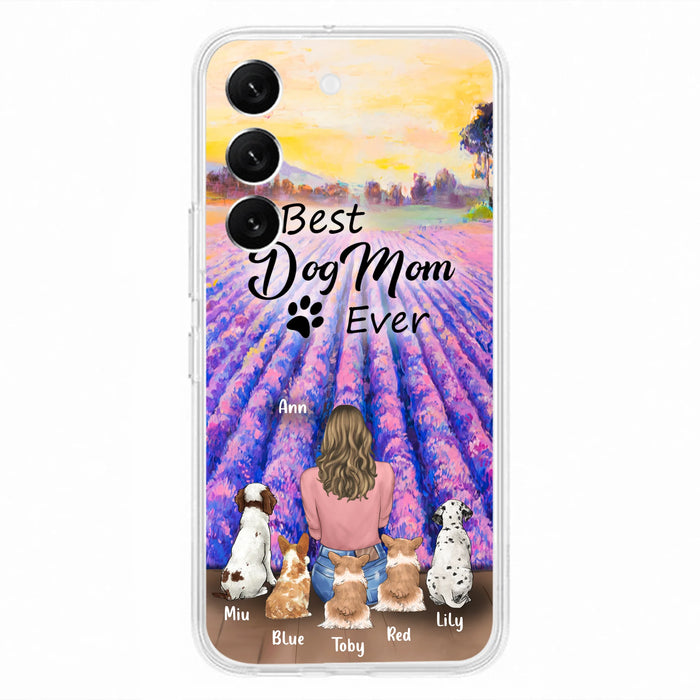 Custom Personalized Dog Mom With Flowers Background Phone Case - Gifts For Dog Lovers With 5 Dogs - You Had Me At Woof - Case For iPhone and Samsung - L4E2ZU