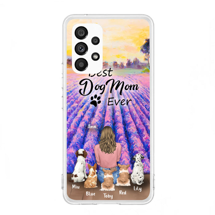 Custom Personalized Dog Mom With Flowers Background Phone Case - Gifts For Dog Lovers With 5 Dogs - You Had Me At Woof - Case For iPhone and Samsung - L4E2ZU