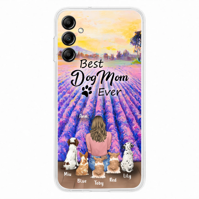 Custom Personalized Dog Mom With Flowers Background Phone Case - Gifts For Dog Lovers With 5 Dogs - You Had Me At Woof - Case For iPhone and Samsung - L4E2ZU