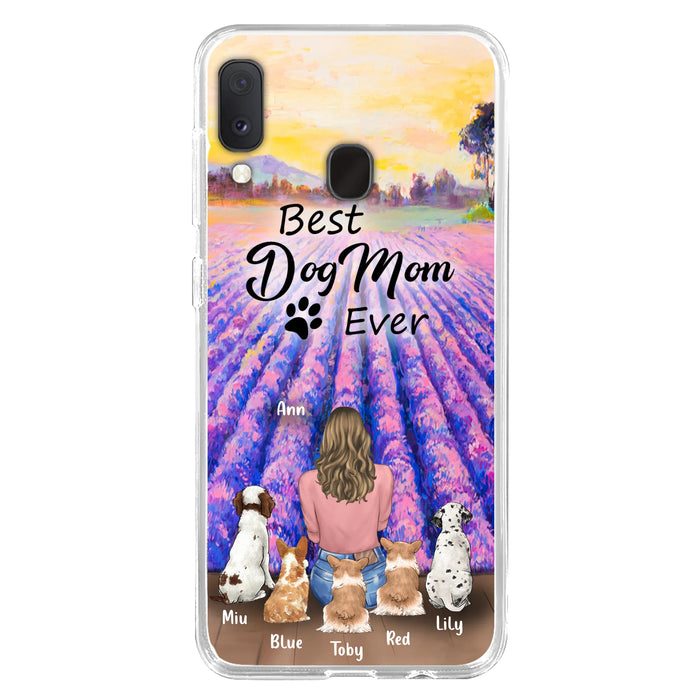 Custom Personalized Dog Mom With Flowers Background Phone Case - Gifts For Dog Lovers With 5 Dogs - You Had Me At Woof - Case For iPhone and Samsung - L4E2ZU