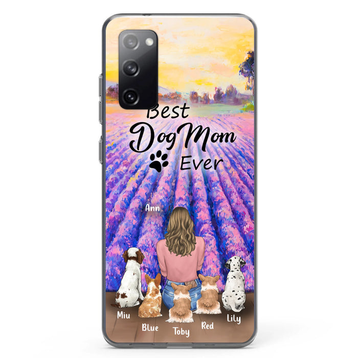 Custom Personalized Dog Mom With Flowers Background Phone Case - Gifts For Dog Lovers With 5 Dogs - You Had Me At Woof - Case For iPhone and Samsung - L4E2ZU