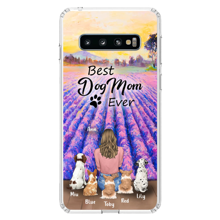 Custom Personalized Dog Mom With Flowers Background Phone Case - Gifts For Dog Lovers With 5 Dogs - You Had Me At Woof - Case For iPhone and Samsung - L4E2ZU