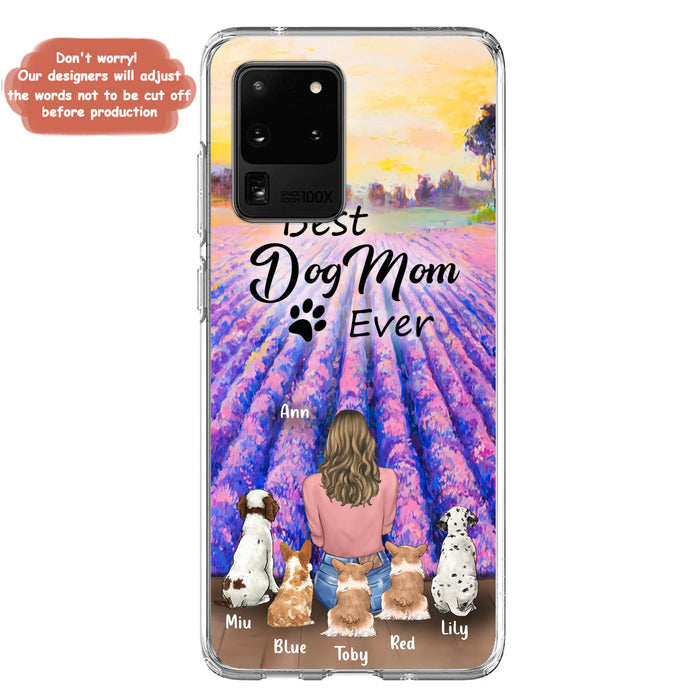 Custom Personalized Dog Mom With Flowers Background Phone Case - Gifts For Dog Lovers With 5 Dogs - You Had Me At Woof - Case For iPhone and Samsung - L4E2ZU