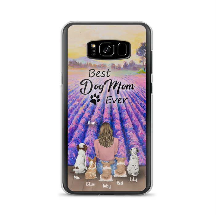 Custom Personalized Dog Mom With Flowers Background Phone Case - Gifts For Dog Lovers With 5 Dogs - You Had Me At Woof - Case For iPhone and Samsung - L4E2ZU