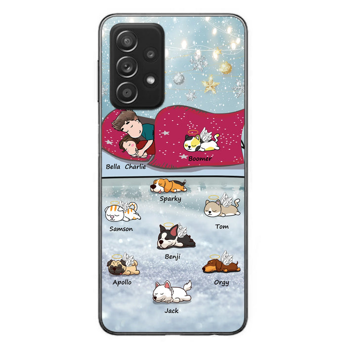Custom Personalized Couple With Pet Phone Case - Upto 8 Pets - Best Gift For Dog/ Cat Lover - Case For Iphone And Samsung