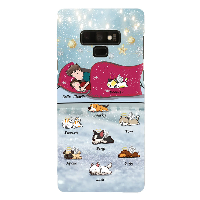 Custom Personalized Couple With Pet Phone Case - Upto 8 Pets - Best Gift For Dog/ Cat Lover - Case For Iphone And Samsung
