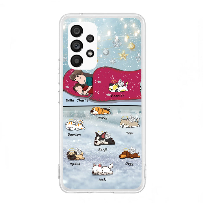 Custom Personalized Couple With Pet Phone Case - Upto 8 Pets - Best Gift For Dog/ Cat Lover - Case For Iphone And Samsung