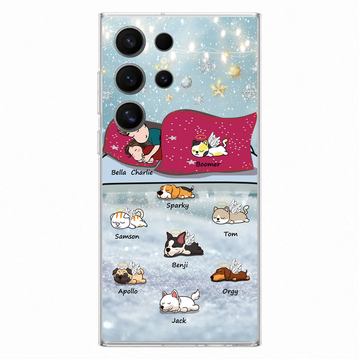 Custom Personalized Couple With Pet Phone Case - Upto 8 Pets - Best Gift For Dog/ Cat Lover - Case For Iphone And Samsung