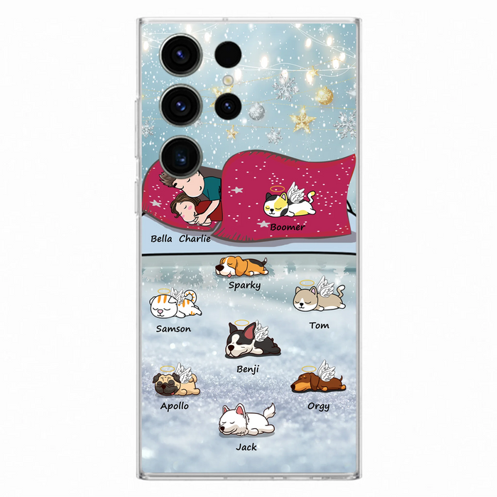 Custom Personalized Couple With Pet Phone Case - Upto 8 Pets - Best Gift For Dog/ Cat Lover - Case For Iphone And Samsung