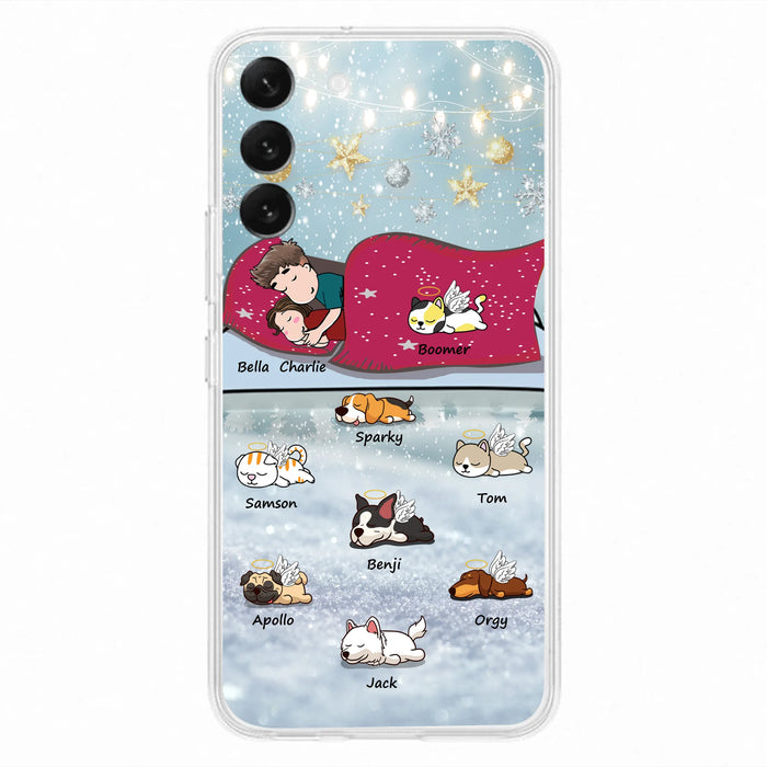 Custom Personalized Couple With Pet Phone Case - Upto 8 Pets - Best Gift For Dog/ Cat Lover - Case For Iphone And Samsung