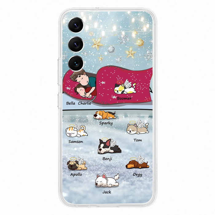 Custom Personalized Couple With Pet Phone Case - Upto 8 Pets - Best Gift For Dog/ Cat Lover - Case For Iphone And Samsung