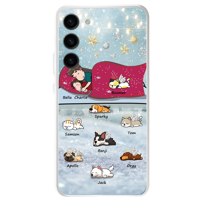Custom Personalized Couple With Pet Phone Case - Upto 8 Pets - Best Gift For Dog/ Cat Lover - Case For Iphone And Samsung