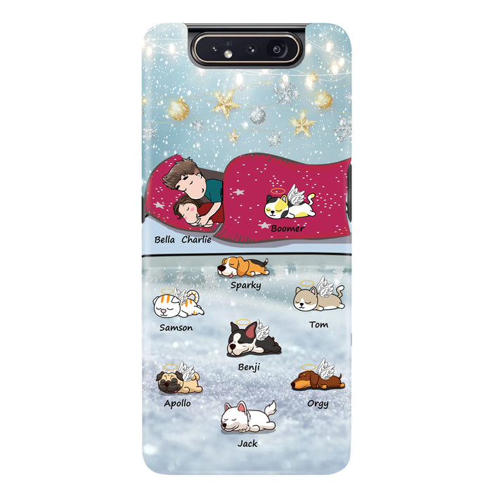 Custom Personalized Couple With Pet Phone Case - Upto 8 Pets - Best Gift For Dog/ Cat Lover - Case For Iphone And Samsung