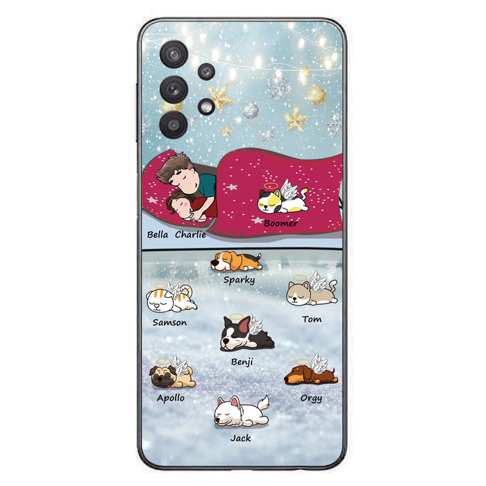 Custom Personalized Couple With Pet Phone Case - Upto 8 Pets - Best Gift For Dog/ Cat Lover - Case For Iphone And Samsung