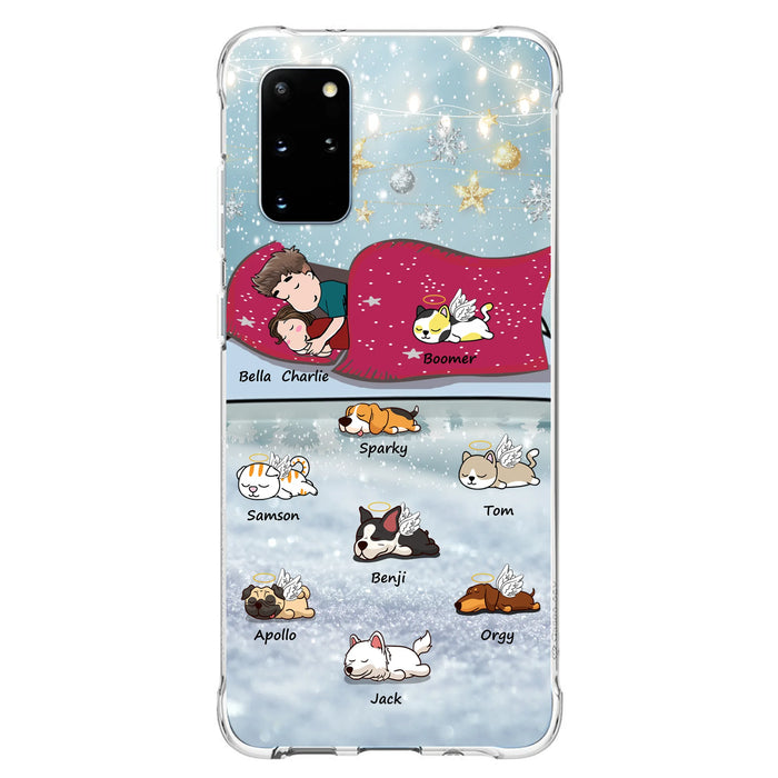 Custom Personalized Couple With Pet Phone Case - Upto 8 Pets - Best Gift For Dog/ Cat Lover - Case For Iphone And Samsung