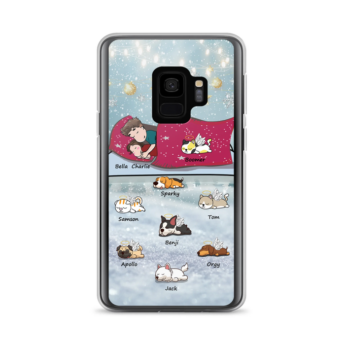 Custom Personalized Couple With Pet Phone Case - Upto 8 Pets - Best Gift For Dog/ Cat Lover - Case For Iphone And Samsung