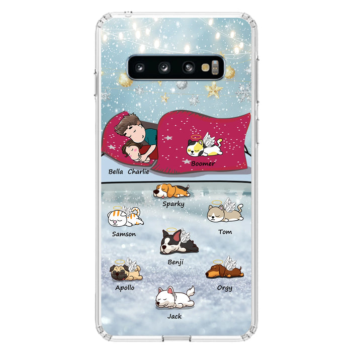 Custom Personalized Couple With Pet Phone Case - Upto 8 Pets - Best Gift For Dog/ Cat Lover - Case For Iphone And Samsung