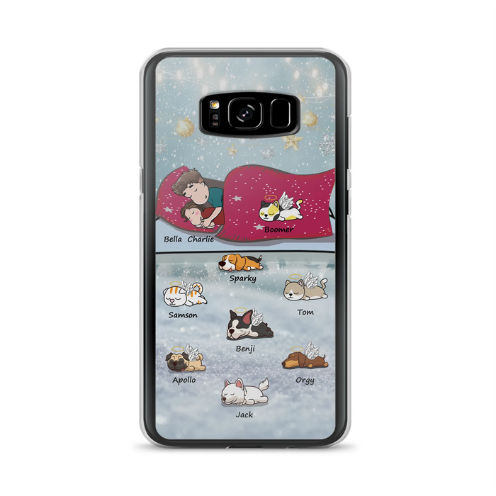 Custom Personalized Couple With Pet Phone Case - Upto 8 Pets - Best Gift For Dog/ Cat Lover - Case For Iphone And Samsung