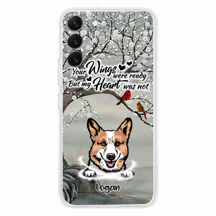 Custom Personalized Memorial Dog Cat Phone Case - Upto 3 Pets - Best Gift For Dog/ Cat Lover - Your Wings Were Ready But My Heart Was Not - Case For iPhone And Samsung