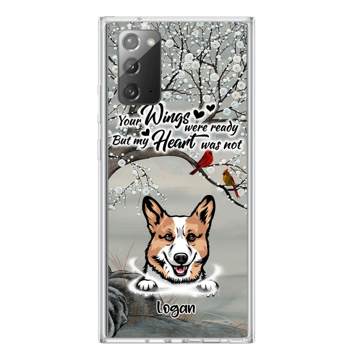 Custom Personalized Memorial Dog Cat Phone Case - Upto 3 Pets - Best Gift For Dog/ Cat Lover - Your Wings Were Ready But My Heart Was Not - Case For iPhone And Samsung