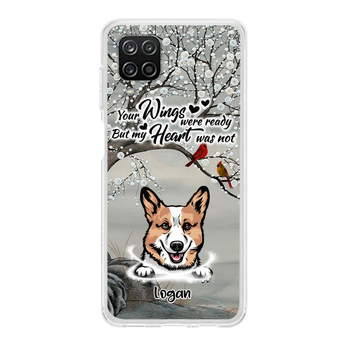 Custom Personalized Memorial Dog Cat Phone Case - Upto 3 Pets - Best Gift For Dog/ Cat Lover - Your Wings Were Ready But My Heart Was Not - Case For iPhone And Samsung