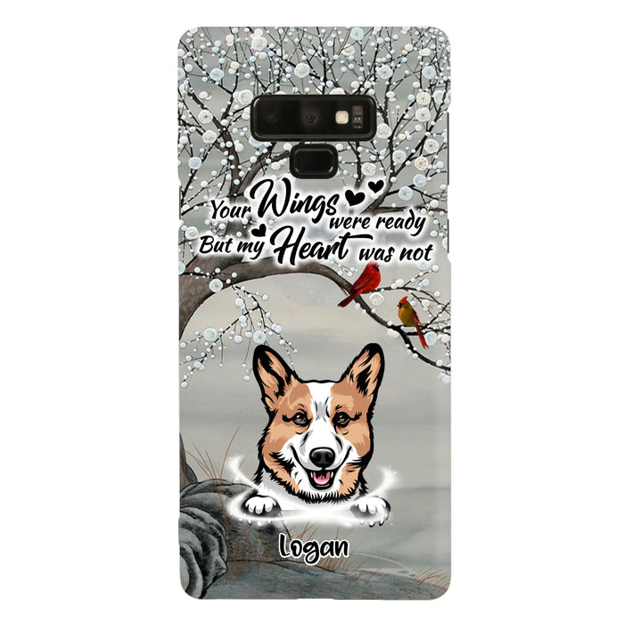 Custom Personalized Memorial Dog Cat Phone Case - Upto 3 Pets - Best Gift For Dog/ Cat Lover - Your Wings Were Ready But My Heart Was Not - Case For iPhone And Samsung