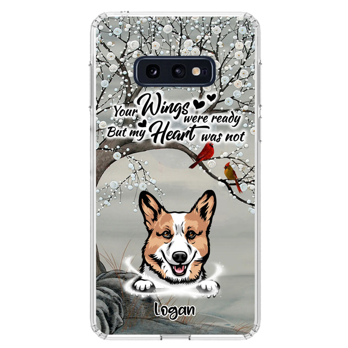 Custom Personalized Memorial Dog Cat Phone Case - Upto 3 Pets - Best Gift For Dog/ Cat Lover - Your Wings Were Ready But My Heart Was Not - Case For iPhone And Samsung