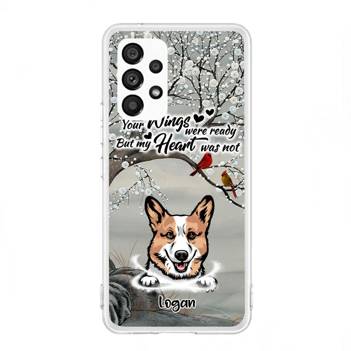 Custom Personalized Memorial Dog Cat Phone Case - Upto 3 Pets - Best Gift For Dog/ Cat Lover - Your Wings Were Ready But My Heart Was Not - Case For iPhone And Samsung