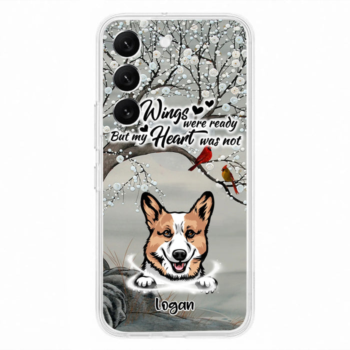 Custom Personalized Memorial Dog Cat Phone Case - Upto 3 Pets - Best Gift For Dog/ Cat Lover - Your Wings Were Ready But My Heart Was Not - Case For iPhone And Samsung