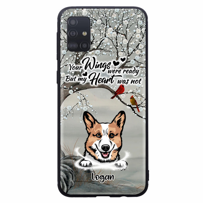 Custom Personalized Memorial Dog Cat Phone Case - Upto 3 Pets - Best Gift For Dog/ Cat Lover - Your Wings Were Ready But My Heart Was Not - Case For iPhone And Samsung