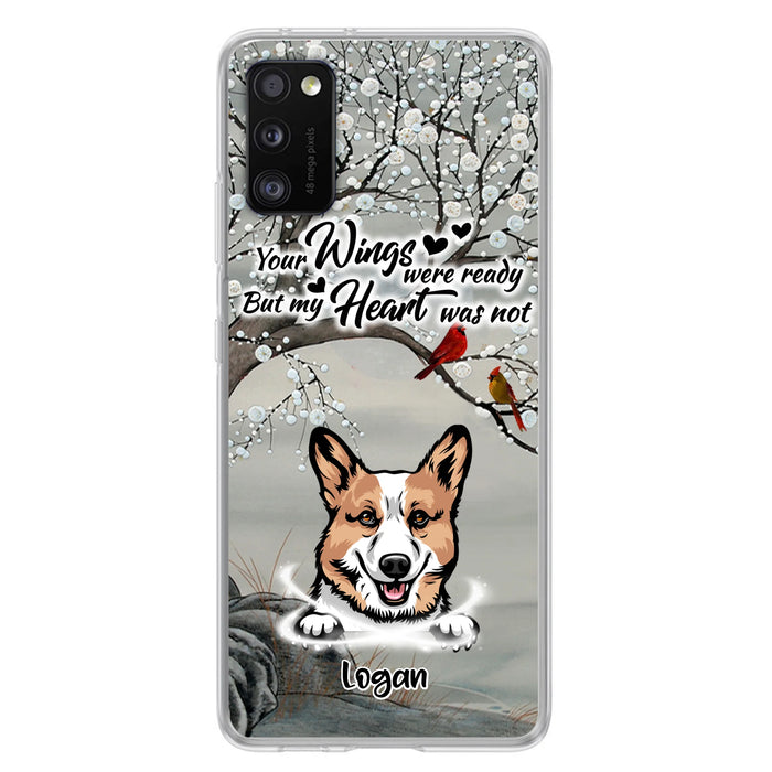 Custom Personalized Memorial Dog Cat Phone Case - Upto 3 Pets - Best Gift For Dog/ Cat Lover - Your Wings Were Ready But My Heart Was Not - Case For iPhone And Samsung