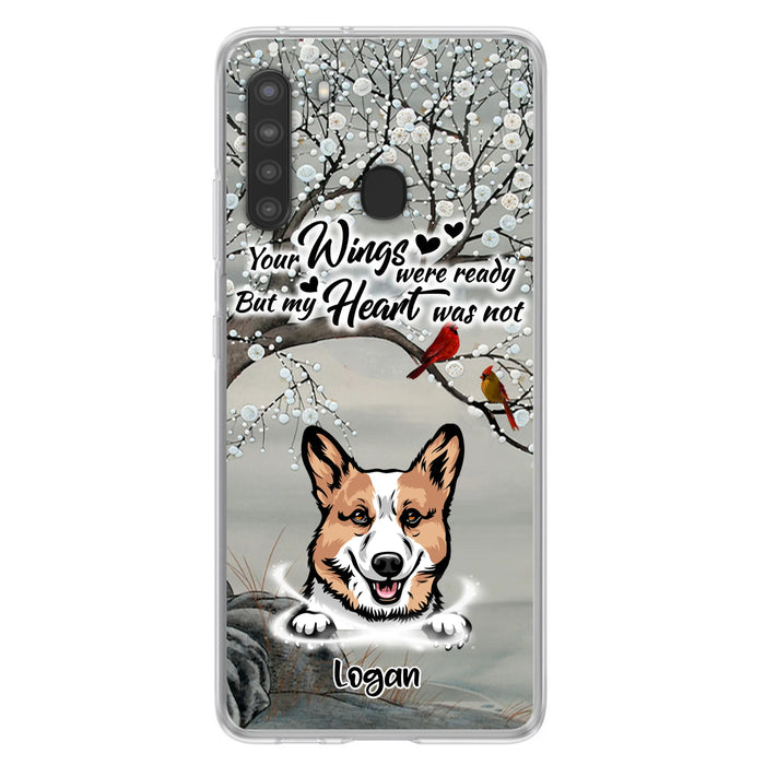 Custom Personalized Memorial Dog Cat Phone Case - Upto 3 Pets - Best Gift For Dog/ Cat Lover - Your Wings Were Ready But My Heart Was Not - Case For iPhone And Samsung