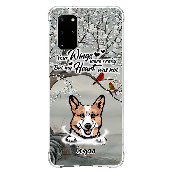 Custom Personalized Memorial Dog Cat Phone Case - Upto 3 Pets - Best Gift For Dog/ Cat Lover - Your Wings Were Ready But My Heart Was Not - Case For iPhone And Samsung