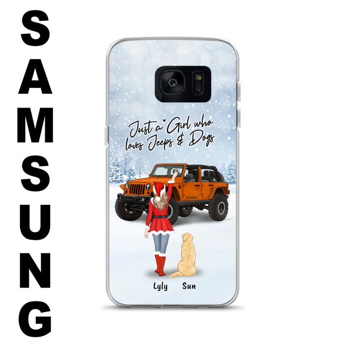 Custom Personalized Christmas Off-road Girl Phone Case - Girl With Upto 4 Pets - Christmas Gift For Dog/ Cat Lover - Just A Girl - Case For iPhone And Samsung