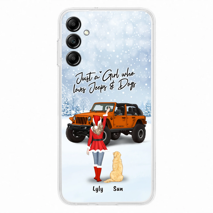 Custom Personalized Christmas Off-road Girl Phone Case - Girl With Upto 4 Pets - Christmas Gift For Dog/ Cat Lover - Just A Girl - Case For iPhone And Samsung