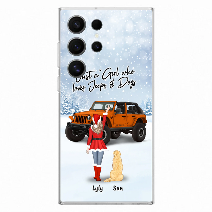 Custom Personalized Christmas Off-road Girl Phone Case - Girl With Upto 4 Pets - Christmas Gift For Dog/ Cat Lover - Just A Girl - Case For iPhone And Samsung