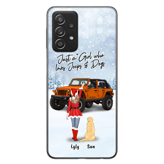 Custom Personalized Christmas Off-road Girl Phone Case - Girl With Upto 4 Pets - Christmas Gift For Dog/ Cat Lover - Just A Girl - Case For iPhone And Samsung