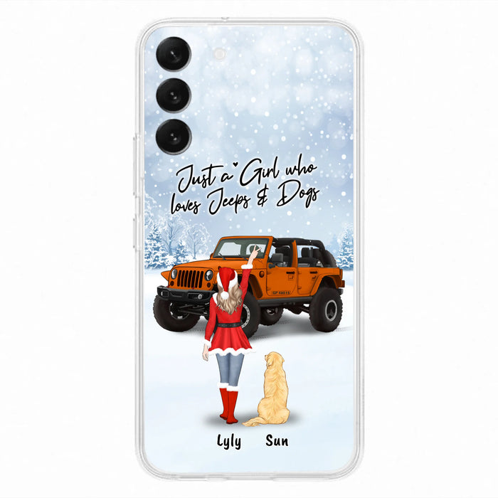 Custom Personalized Christmas Off-road Girl Phone Case - Girl With Upto 4 Pets - Christmas Gift For Dog/ Cat Lover - Just A Girl - Case For iPhone And Samsung
